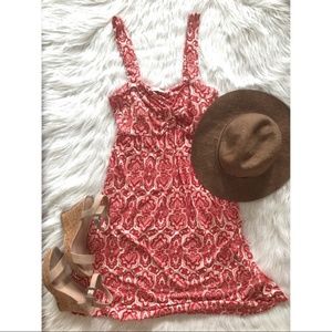 Weston Wear, Orange & Cream Damask Print Dress